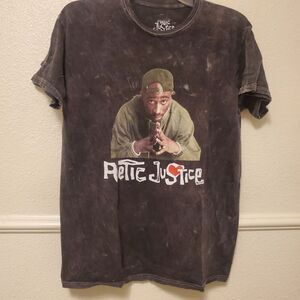 Poetic Justice Tupac Shakur T-Shirt Men's Medium M Black Acid Wash Graphic Tee